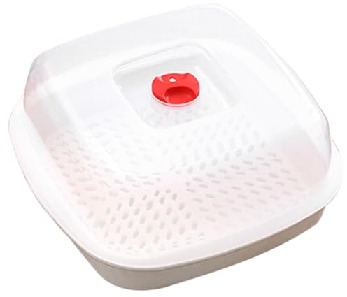 LIGIGWASH Microwave Food Steamer Microwave Steamer for Rice Fish and Dumplings Single Layer Steam Box with Lid Ventilation Holes and Handle for Kitchen Cooking