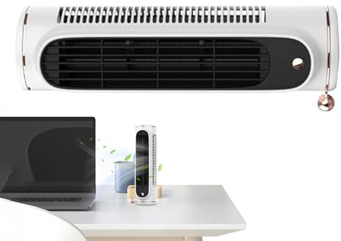 BommFu Bladeless Tower Fan,Desktop Tower Fan Bladeless Small - Battery Operated Portable Air Circulator 3 Speeds Desk Accessories for Indoor Outdoor Camping Picnic Bedroom Living Room