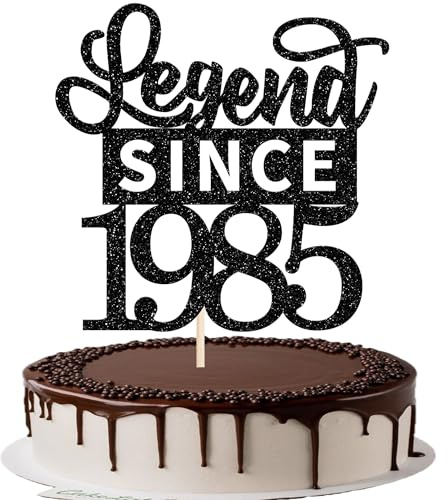 1 Stück 41th Tortendeko Glitzer Legend Since 1985 Cake Topper Alles Gute zum Geburtstag 41 Kuchen Deko für Prost auf 35th Geburtstag Jahrestag Party Kuchen Dekorationen Schwarz