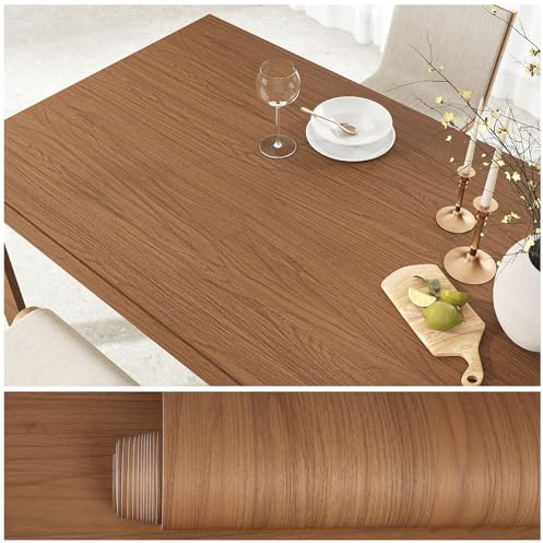 VEELIKE Natural Walnut Wood Wallpaper Self Adhesive Kitchen Worktop Vinyl Wrap for Furniture 40 cm x 300 cm Wood Effect Wallpaper for Bedroom Cabinets Desk Contact Paper for Countertops Waterproof