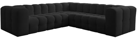 Baloo Corner Ecksofa 270x270 cm – modernes Design & Komfort mit hochwertiger HR-Schaumstoff-Polsterung - Stoff Tiffany (Schwarz)