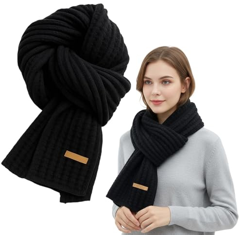 MmotZsb Herren Schal Winter, Schal Schwarz, Winterschal Damen, 160 cm Länge, Schals Für Männer Und Frauen