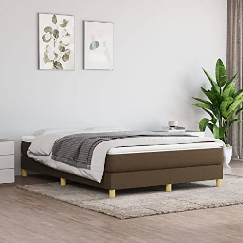 Hoopleep Boxspringbett mit Matratze, Dunkelbraun Stoff, 140x200 cm, Integrierte Taschenfederkernmatratze, Hautfreundliche Matratzenauflage, Für Erholsamen Schlaf & Optimale Unterstützung