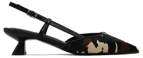 Lodi - Zapato de salón Destalonado,tacón Kitten,de Piel y Tela,Elegante,Animal Print,Pulsera con Hebilla para: Mujer Color: Negro Marron Talla:38