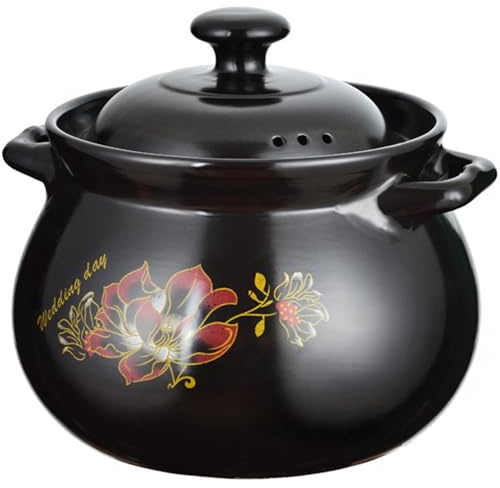 Petite casserole en cuivre, cocotte terre cuite avec couvercle, résistante à la chaleur, ronde, for ragoût ou soupe(6.5L)