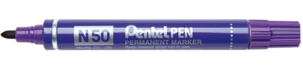 Pentel N50 Permanent Marker Bullet Tip with Aluminium Barrel, Waterproof Violet Ink (Single Pen)