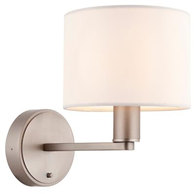 Endon 61608 Daley Matt Nickel & Faux Silk Shade E14 Toggle Switch Dimmable Wall Light