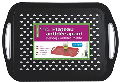 Urban Living Large 45cm Rectangle Plastic Anti Slip Dinner Serving Lap Tray With Handles (Black)