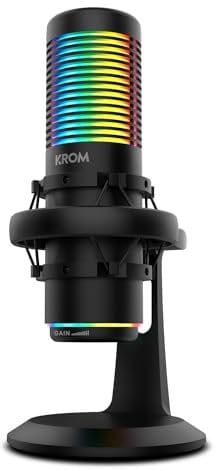 KROM Kaze - Kit de micrófono HQ Streaming omnidireccional y cardioide, 2 condensadores de cápsula, Montura Anti-Shock, Compatible Windows, MacOS, Android, iOS, RGB, Negro
