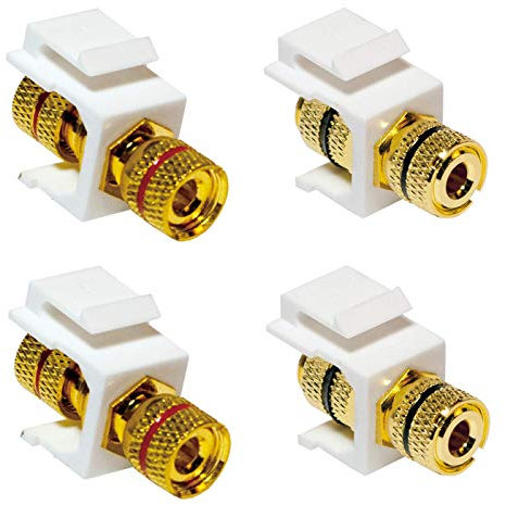 Faconet® Set mit 2x Keystone Jack Modul Audiokabel Lautsprecherkabel Polklemme > Gewindebuchse (1x Markierung rot, 1x Markierung schwarz) für Lautsprecher Verkabelung (2 Set)