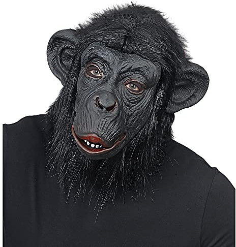 W WIDMANN MILANO Party Fashion 03298 - Maske Schimpanse mit Plüschfell, Affe, Tiermaske, Karneval, Mottoparty