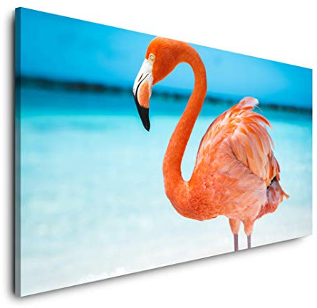 Flamingo im Meer 120x 60cm Panorama Leinwand Bild XXL Format Wandbilder Wohnzimmer Wohnung Deko Kunstdrucke