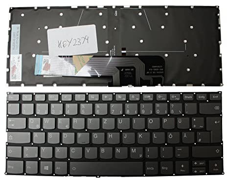 Keyboards4Laptops Alemán Retroiluminada Gris Teclado de Repuesto para Ordenador portátil Compatible con Lenovo IdeaPad Yoga 530-14ARR