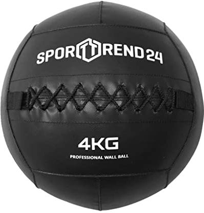 Sporttrend 24® Wall Ball 3kg, 4kg, 5kg, 6kg, 7kg, 8kg, 9kg, 10kg, 12kg in schwarz | Gewichtsball, Trainingsball, Gewicht, Ball, Bälle, Fitness (schwarz, 4kg)