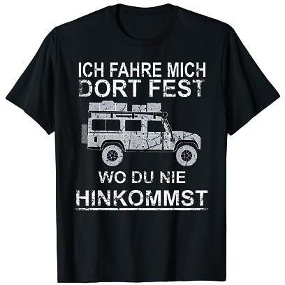Hobby und Freizeit Bekleidung Defender Dachzelt Offroad 4x4 Reisefahrzeug T-Shirt Schwarz S Klassische Passform V-Ausschnitt Kurzarm Unisex Outdoor Enthusiasten, Offroad Fans, Reisende, Hundebesitzer