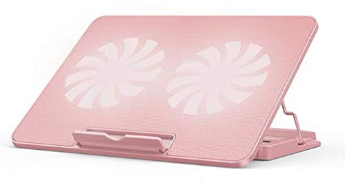 MYBA - Almohadilla de refrigeración para ordenador portátil y portátil con 2 ventiladores a 1400 RPM Esterilla de refrigeración para portátil Gaming 2 USB Laptop Cooler Laptop Cooler (color: rosa)