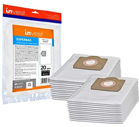 Invest - Sacs d'aspirateur de rechange, sacs filtrants compatibles avec Kärcher : A 2150, 2201, 2201 F, A 2204, 2231 Pt, 2251, 2251 Inox, 2251 Me, A 2254 Me, A 2504, A 2534, A 2534 Pt - Sacs blancs
