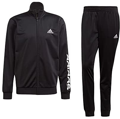 adidas Herren M Lin Tt Trainingsanzug, Top:Black/White Bottom:Black/White, L EU