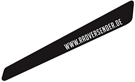 Aufkleber RADVERSENDER.DE Kettenstreben Schutz Folie Sticker Deko schwarz glänzend