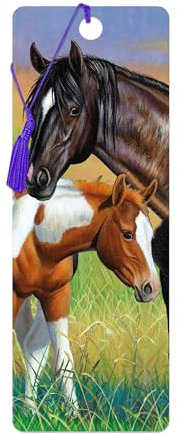 3D LiveLife Bookmark - Mare & Foal from Deluxebase. A Horse book marker with lenticular 3D artwork licensed from renowned artist Cynthie Fisher