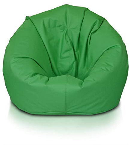 Ecopuf - Puf Puf Verde tamaño L - Sentarse en Interiores y Exteriores - Puff de Tejido Resistente a Las roturas e Impermeable - Relleno de Bolitas de poliestireno - Tamaño 95 x 65 cm