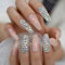URTJSDG False Nails Bright Neon Orange Press On False Nails 3D Diamond Extra Long Coffin Ballerina Fingersnails