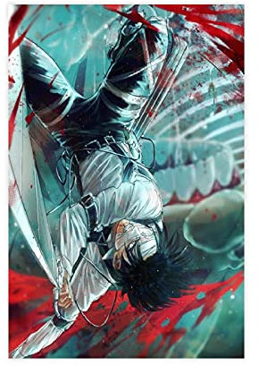Anime-Poster Attack on Titan Levi Ackerman 26 Leinwand-Poster, Wandkunst, Dekordruck, Gemälde für Wohnzimmer, Schlafzimmer, Dekoration, 40 x 60 cm, ohne Rahmen: