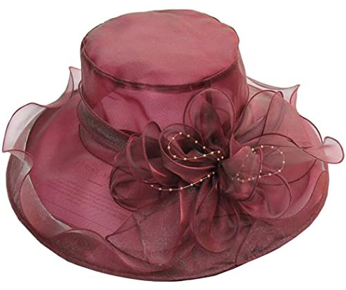 ZESLIV Damenhut Organza Hut Hochzeit Anlasshut Brauthut Sonnenhut Blumen Sommerhut Strandhut Strohhüte