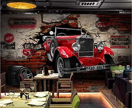 ZZXIAO Vlies Tapeten Poster 3D Stereo Oldtimer Oldtimer Oldtimer Defektes Auto Essen Motel Restaurant Dekoratives Wan fototapete 3d effekt tapete Wohnzimmer Schlafzimmer Hintergrundbild-250cm×170cm