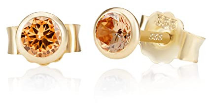 NKlaus Paar 4,0mm 333 Gelb Gold 8 Karat Ohrstecker Kristall Zirkonia Champagne Butterfly Verschluss Damen Mädchen 3371