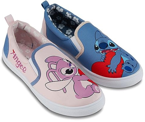 Disney Damen Lilo und Stitch Schuhe – Damen Klassische Lilo und Stitch Slip On Sneakers Lilo and Stitch Canvas Slip On Sneakers, Hell, blau, 35.5 EU