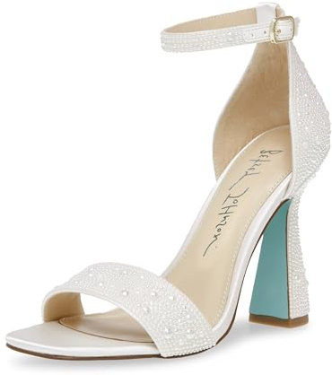 Betsey Johnson Women's Dani Heeled Sandal, Pearl, 10