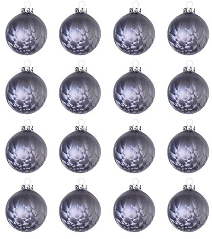 VIVANNO Weihnachtskugeln Weihnachtsbaumkugeln Eislack ICY 6 cm (16 Stück) Anthrazit