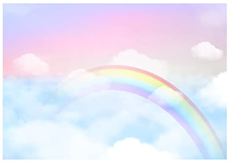 WallArena - Vlies Fototapete Kinderzimmer 312x219 cm Regenbogen Himmel Wolken Mädchen Kinder Kindertapete - Fototapeten Tapeten für Kinder Kindertapete - Vliestapete Wandtapete Tapete 3D Effekt