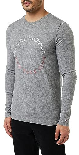 Tommy Hilfiger Men's Long-Sleeve T-Shirt Cotton, Grey (Medium Grey Heather), L