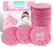60-Count Compressed Facial Sponges|Kickleen 100% Natural Cellulose Cosmetic Spa Sponges for Daily Facial Cleansing|Makeup and Mask Removal | Exfoliating | Skin Massage | Pore Exfoliation (Pink)