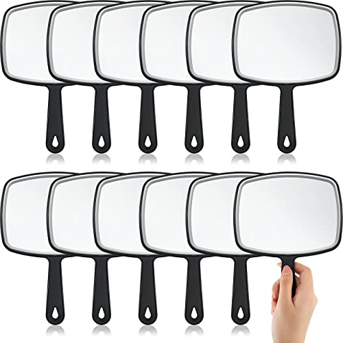 Geetery 12 Pcs Handheld Mirrors with Handle, Hand Mirror Bulk, Black