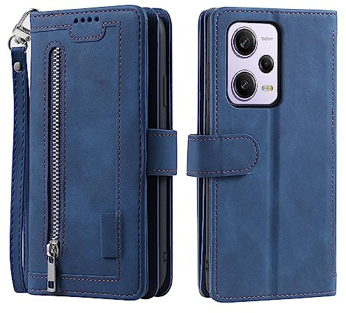 VEEMOS Handyhülle für Xiaomi Redmi Note 12 Pro 5G hülle Klappbar Handytasche Schutzhülle Klapphülle mit Kartenfach Handy Tasche Book Cover Flip Case Ständer - Blau