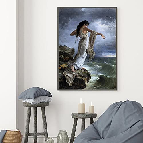 Sappho springt ins Meer, veränderte Kunstdrucke, Miquel Carbonell Selva, Ölgemälde auf Leinwand, Poster, Galerie, Wanddekoration, 60 x 80 cm, rahmenlos