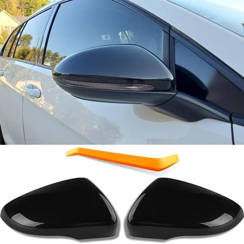 Autozubehör Spiegel Spiegelkappen Original Passend für 2013-2017 VW Golf 7 VII MK7& 7.5 Variant GTI/GTD/R Schrägheck/Touring Tuning Zubehör Aussen Accessoire - Optik Glänzend Schwarz, 1 Paar
