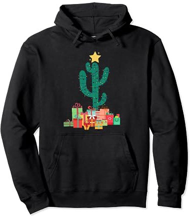 Kaktus Weihnachtsbeleuchtung mit Geschenken Kaktus Weihnachtsbaum Pullover Hoodie