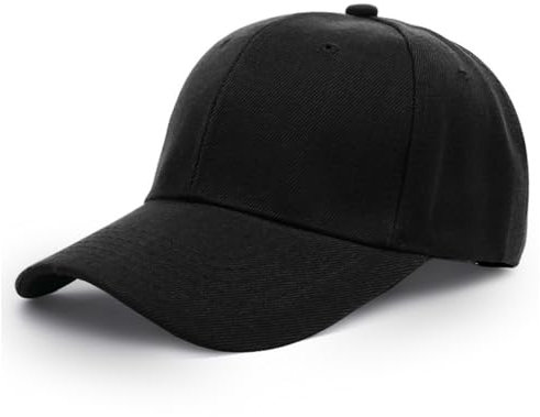 Favuit Baseball Cap Herren Damen, Athletic Baseballkappe Unisex Kappe Verstellbar Einfarbig Basecap Einheitsgröße Baumwolle Sonnenhut für Sport Reisen Draußen (Schwarz)
