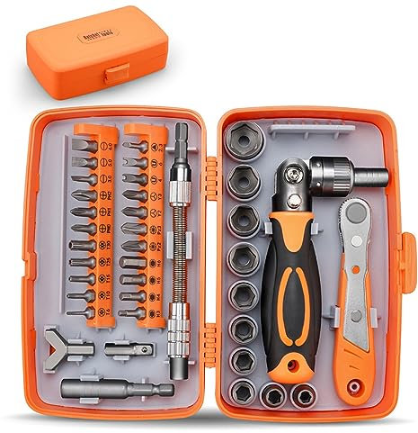 Vislone 38in1 Multifunctional Ratchet Wrench Screwdriver Set Practical Motorcycle Bicycle Bathroom Air Conditioner Auto Repairs Maintenance Tool Set Household Hardware Combination Tool Set