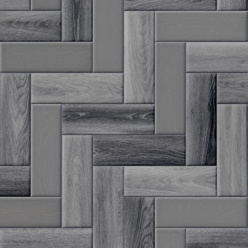 Dark Grey Modern Parquet Morris Vinyl Flooring 2.6mm Thick Felt Backed R11 Lino (3m x 6.5m)