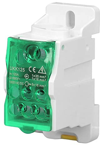 Verteilerkasten, UKK-125A 690V DIN Schienen Klemmenblock Verteilerkasten Universal Stromanschlusskasten, Mikrocomputer-Schutzgerät Mit Schutzhülle(Grün)