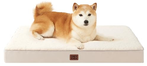 EHEYCIGA Panier Chien Orthopédique Grande Taille Déhoussable Lavable Camel | Coussin épais pour chiens, lit et matelas lavable, tapis orthopédique adapté aux chiens de grande taille，91x69x9cm
