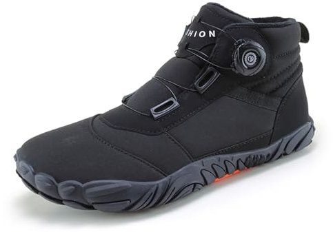 tqgold Barfußschuhe Herren Winter Damen Barfussschuhe Winterstiefel Wasserdicht Winterschuhe Warme Gefüttert Schneestiefel rutschfeste Barfuss Schuhe Stiefel(B6811 Schwarz,43EU)