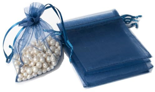 Wambere 50 Stück Organzabeutel Organzasäckchen Geschenkbeutel Kordelzugtaschen Geschenktasche Süßigkeitentüten Schmuckbeutel für Hochzeit Geburtstag Festivalparty Geschenkverpackung,Navy blau,20x30cm