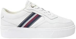 Tommy Hilfiger Damen Flatform Sneaker Stripes Platform aus Leder, Weiß (Ecru), 36