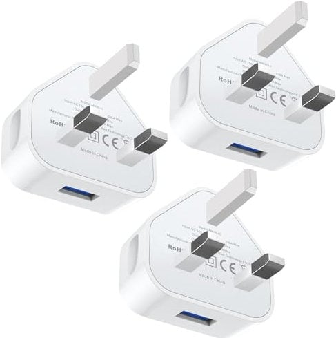 USB Plug 3 Pack, USB Mains Charger Adaptor UK 5V 1A Wall Charging Plug Adapter for iPhone Apple 14/14 Pro/14 Pro Max/14 Plus/13/12/11/XS/X/XR/8/7/6/6S Plus/5, for iPad i Phone more deivces